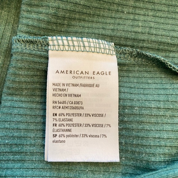 American Eagle Ribbed Green Floral Crop Tank Top size Large - Picture 8 of 10